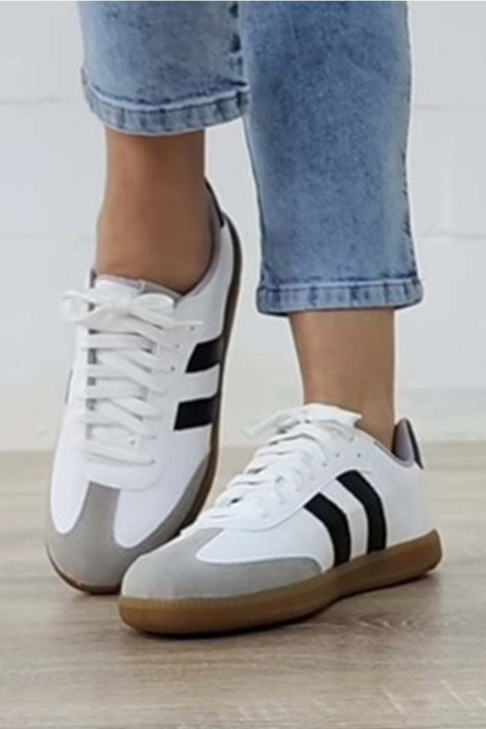 Striped Lace Up Sneakers (Two Colors)