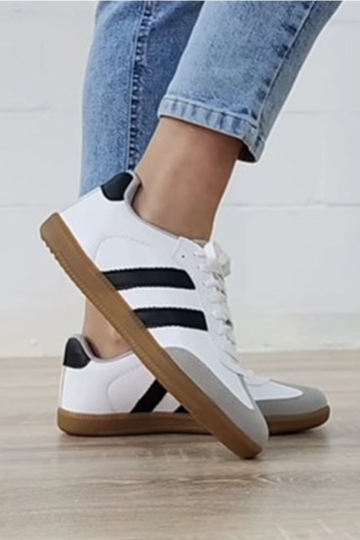 Striped Lace Up Sneakers (Two Colors)