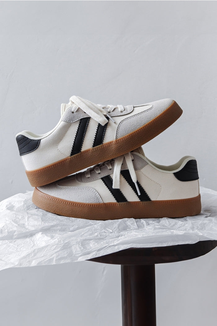 Striped Lace Up Sneakers (Two Colors)