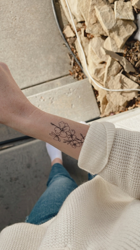 Hand Drawn Floral Temporary Tattoos 9 Designs in Sets of 2