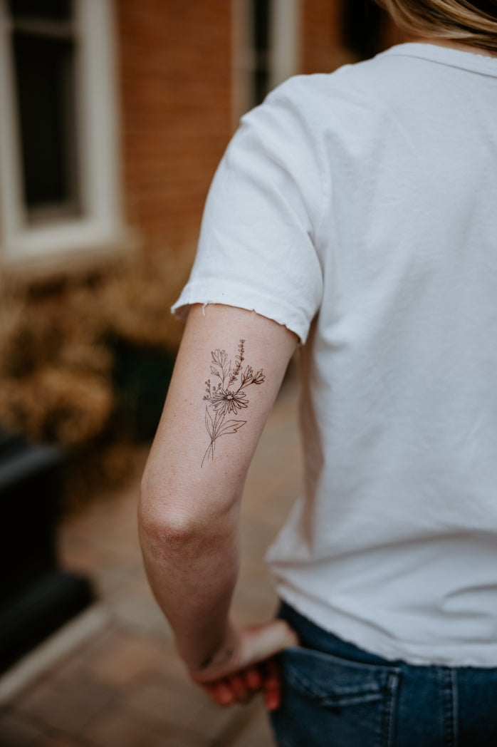 Hand Drawn Floral Temporary Tattoos 9 Designs in Sets of 2