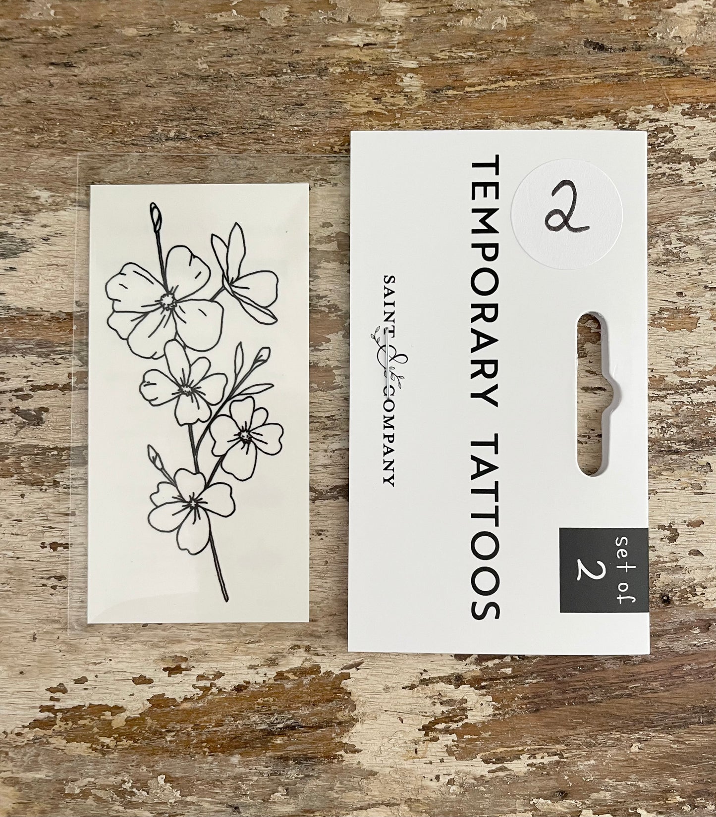 Hand Drawn Floral Temporary Tattoos 9 Designs in Sets of 2
