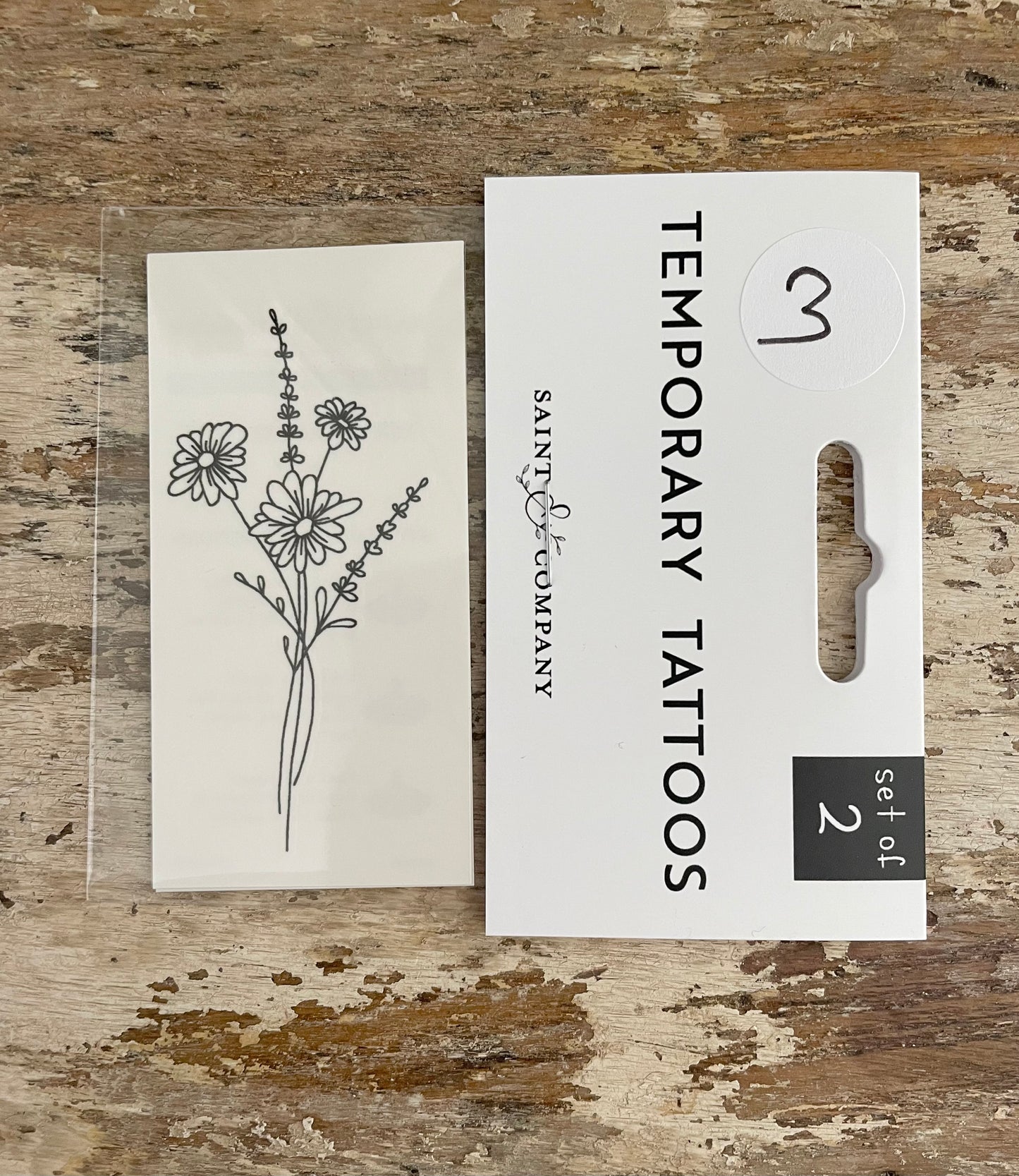 Hand Drawn Floral Temporary Tattoos 9 Designs in Sets of 2