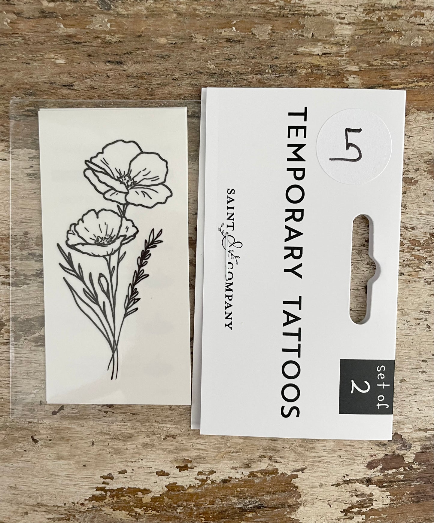 Hand Drawn Floral Temporary Tattoos 9 Designs in Sets of 2