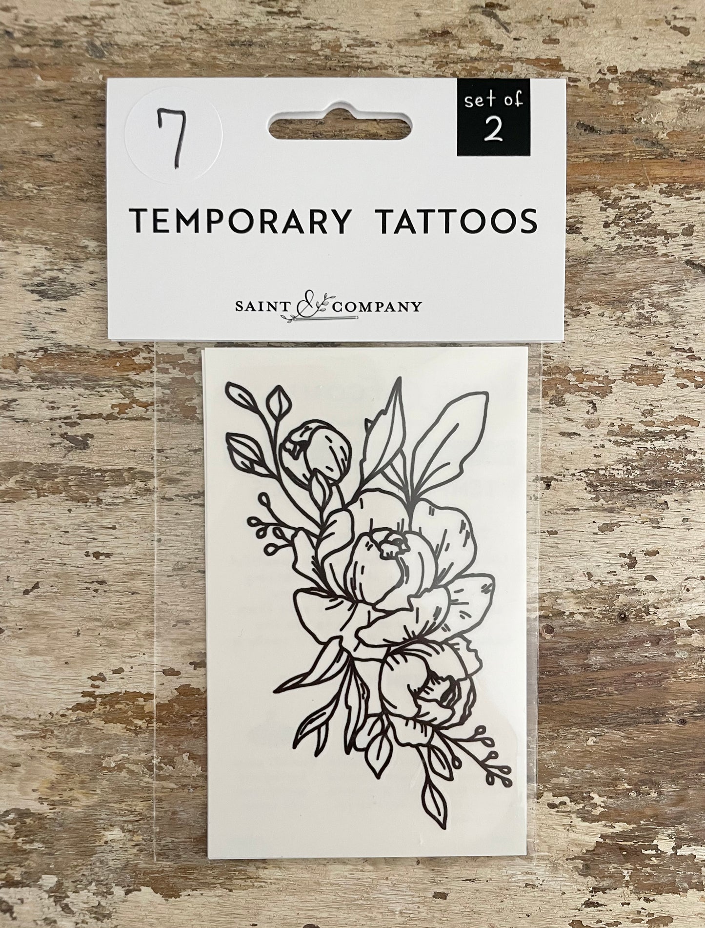 Hand Drawn Floral Temporary Tattoos 9 Designs in Sets of 2