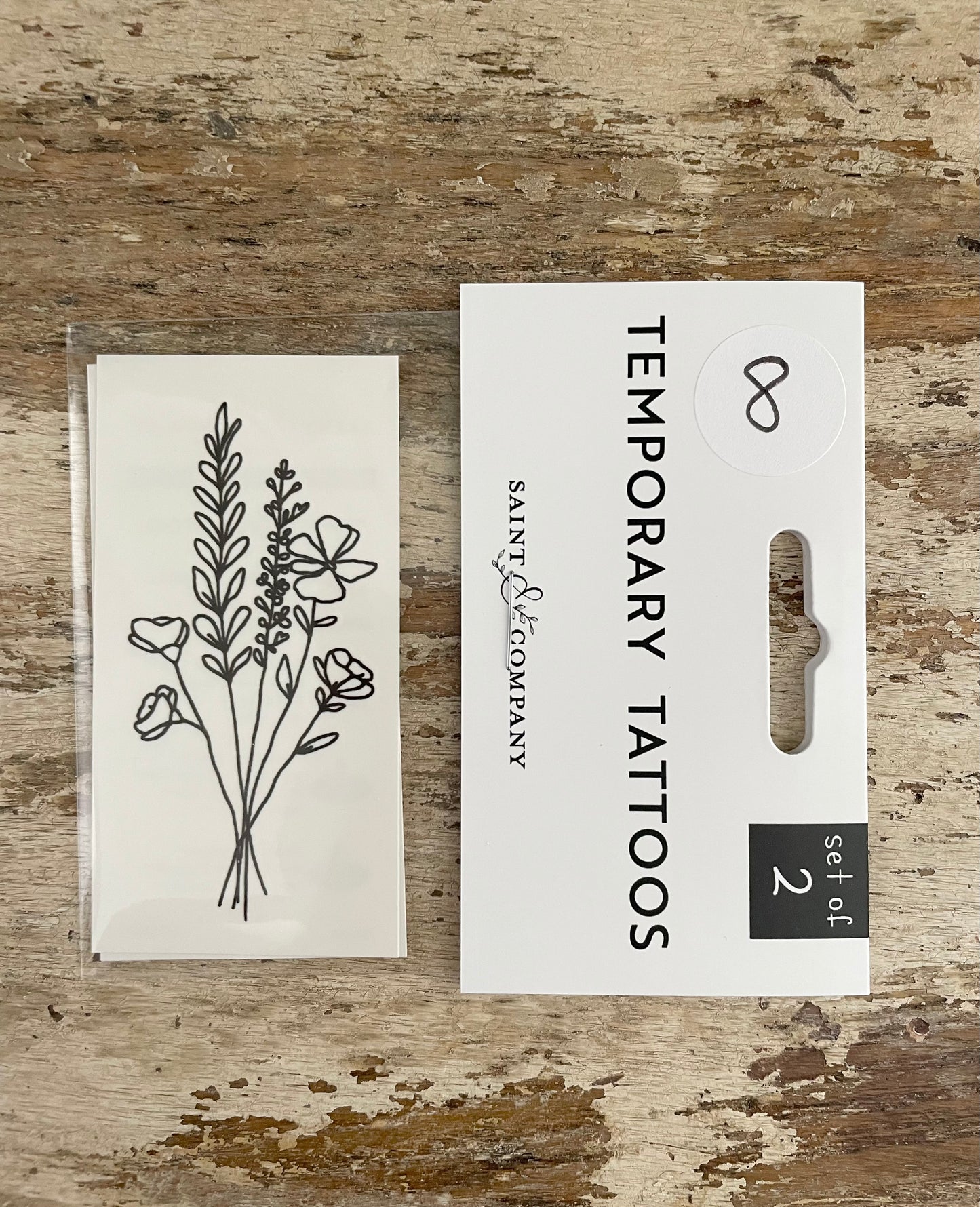 Hand Drawn Floral Temporary Tattoos 9 Designs in Sets of 2