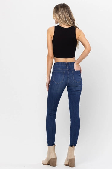 Pull On Mid Rise Skinny Jeans - Dark Wash
