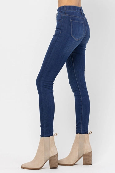 Pull On Mid Rise Skinny Jeans - Dark Wash