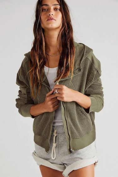 Gia Olive Zip Up Hoodie