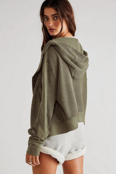 Gia Olive Zip Up Hoodie