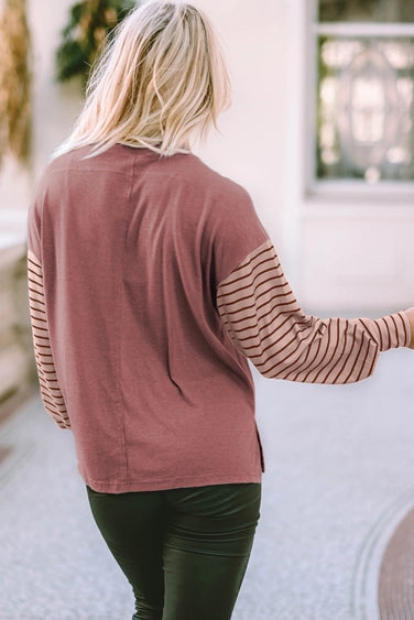 Maren Colorblock Striped Bishop Sleeve Pullover