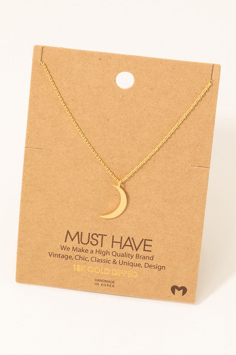 Crescent Moon Necklace 18K Gold Dipped