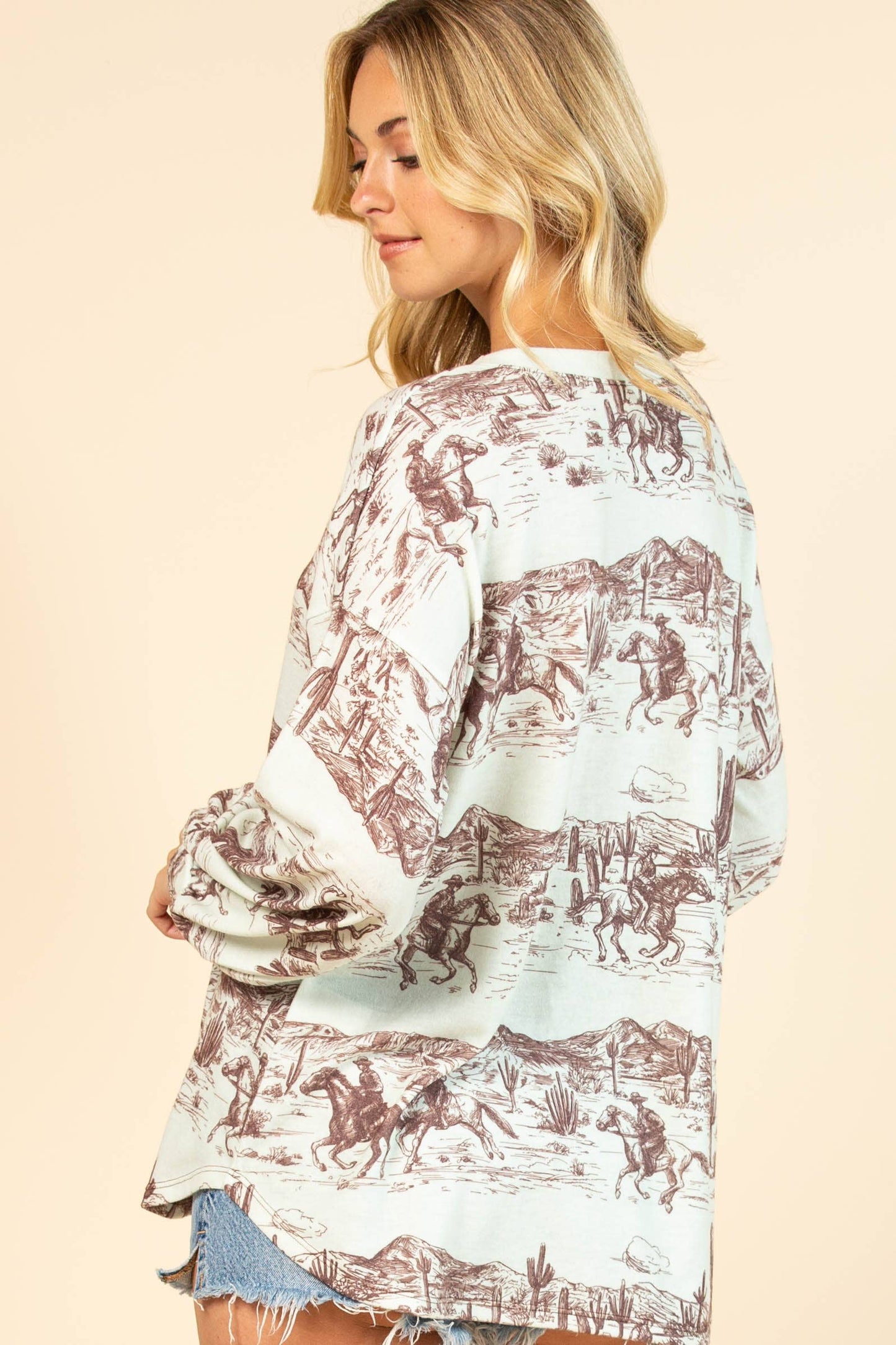 Avery Western Print Hacci Top