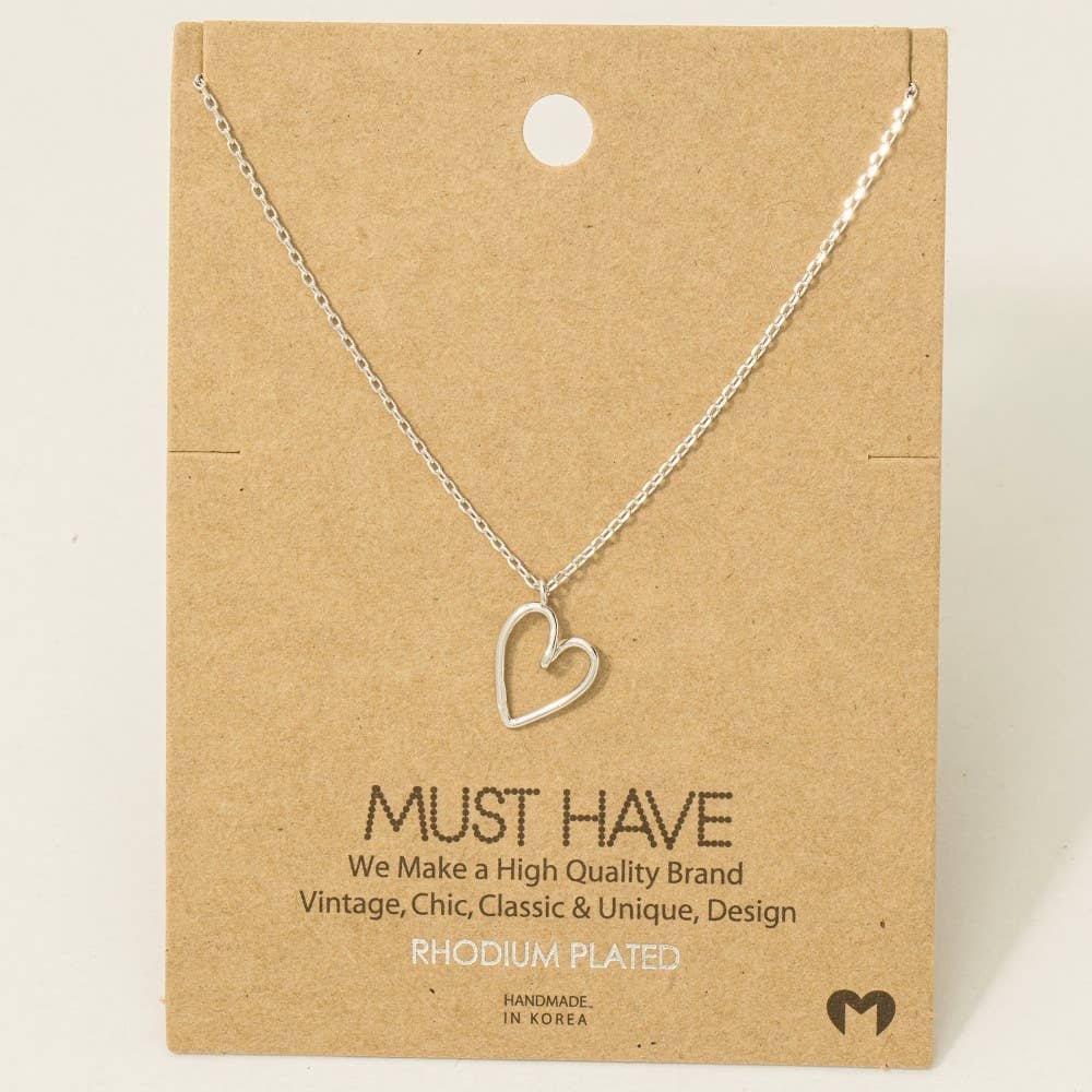 Gold Dipped Wire Heart Pendant Necklace: G