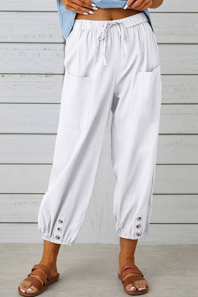 Harper Button Hem Jogger - Black