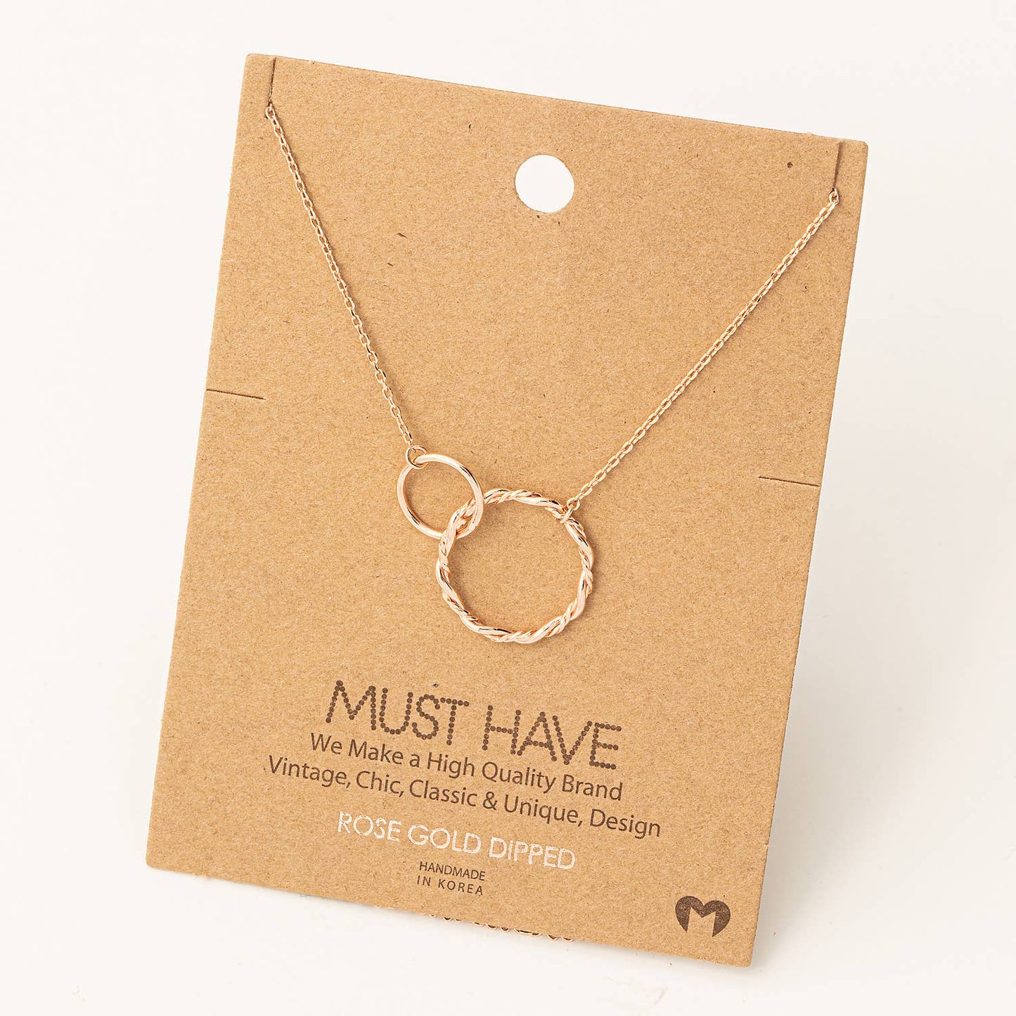 Double Circle Chain Link Charm Necklace: G
