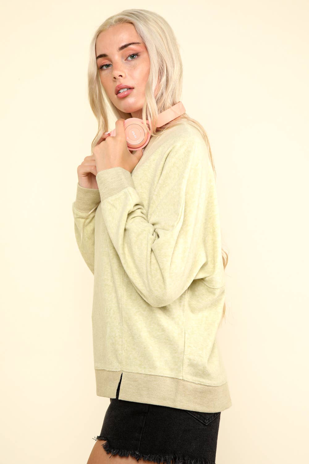 Ansley Apple Green Contrast Knit Top