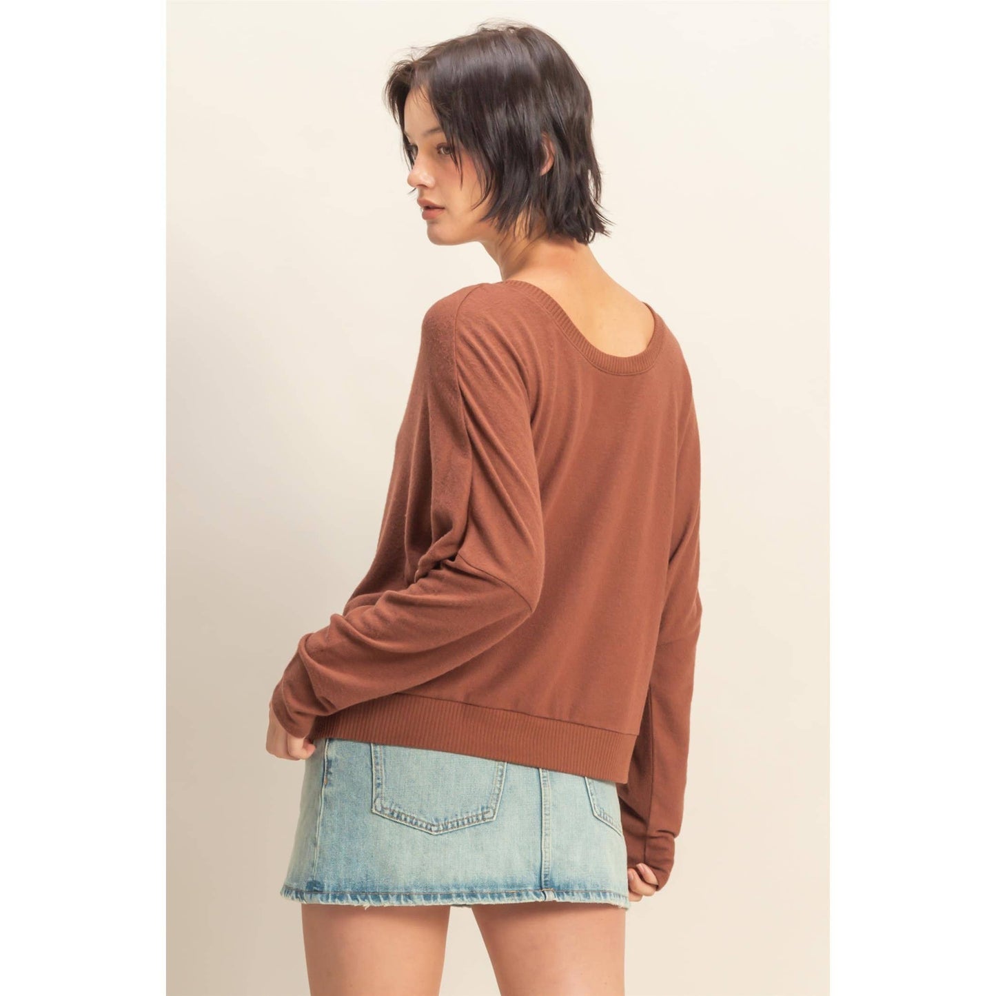 Valerie V-Neck Lighweight Sweater: Chestnut