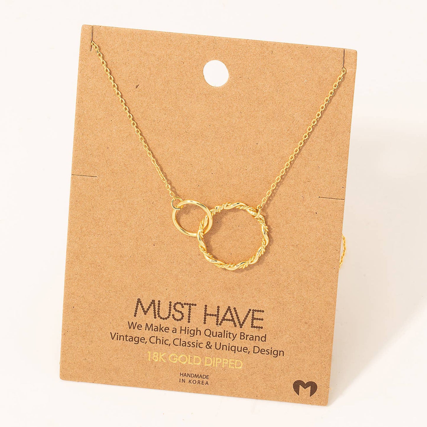 Double Circle Chain Link Charm Necklace: G