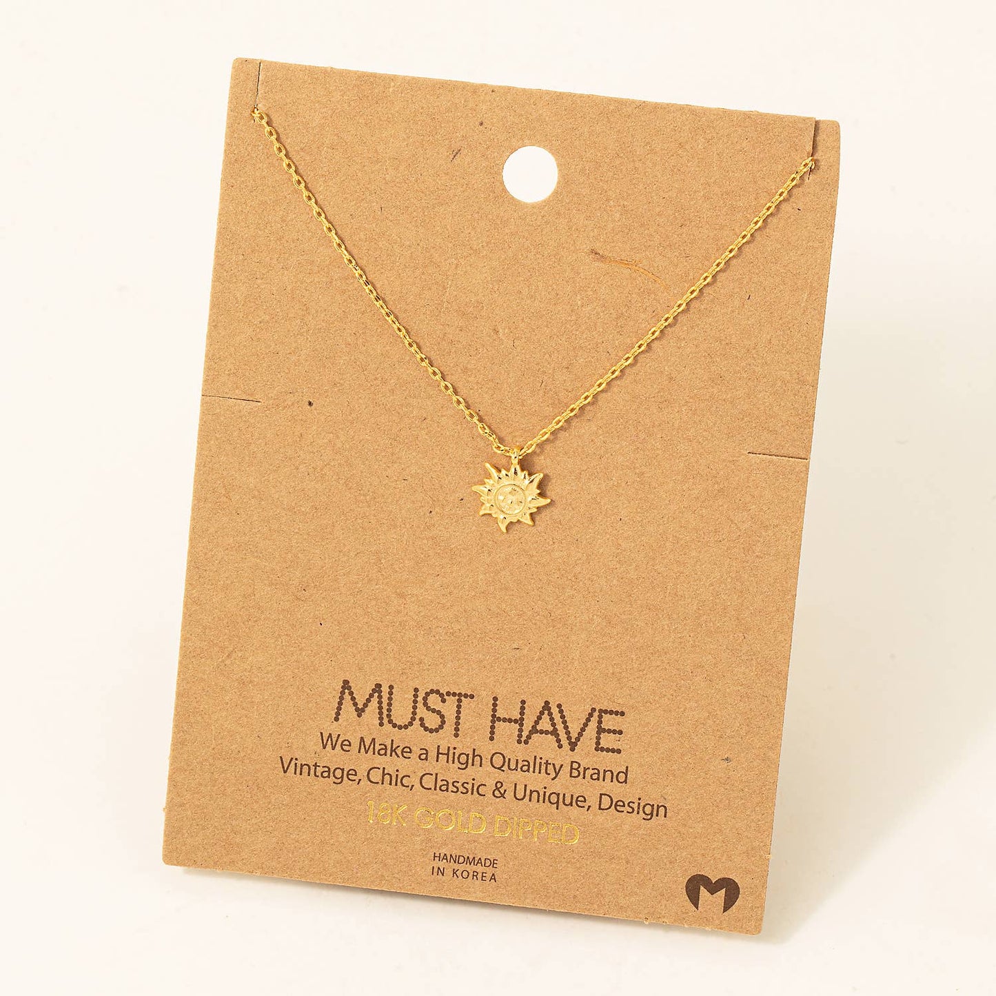 Mini Sun Pendant Necklace: G