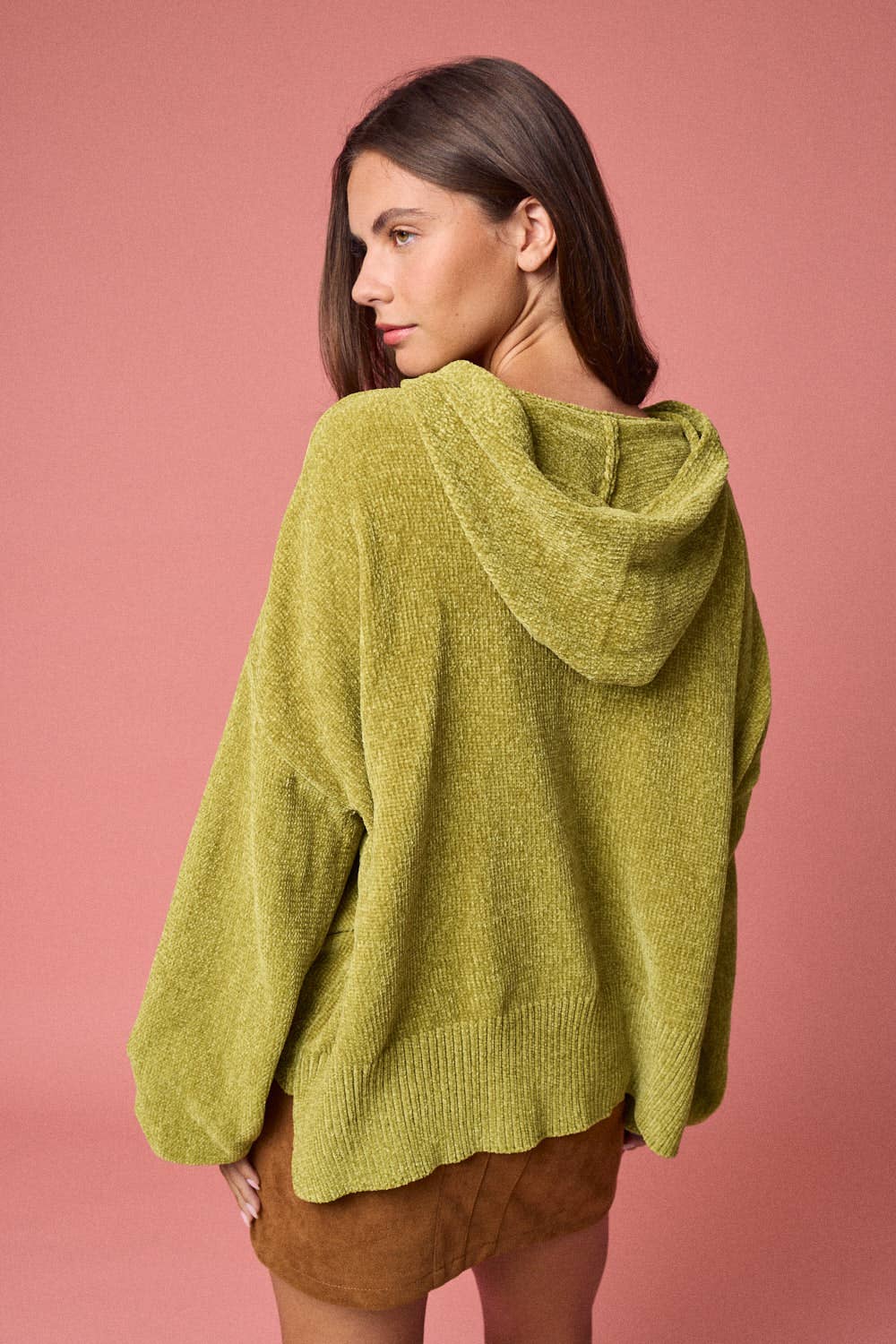 Jillian Oversized Knit Sweater Hoodie: Moss Green