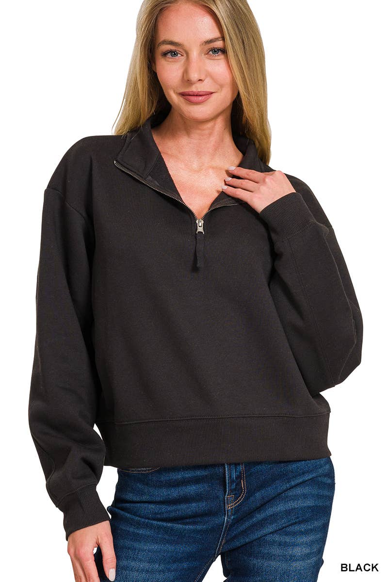 Izzy Scuba Half Zip Pullover: Light Olive