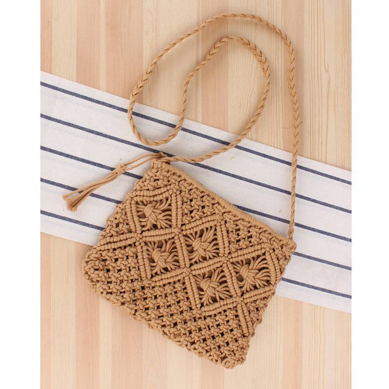 Giana Macrame Crossbody Bag: White