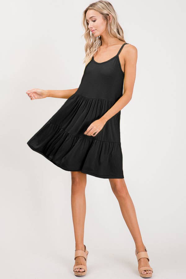 Bailey Black Casual Tiered Dress