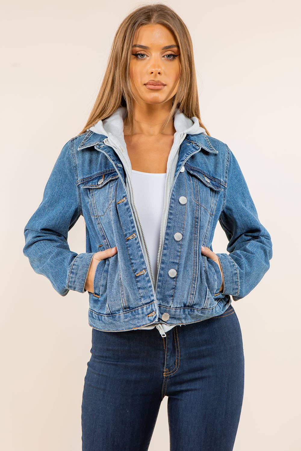 Danielle Hooded Black Denim Jacket