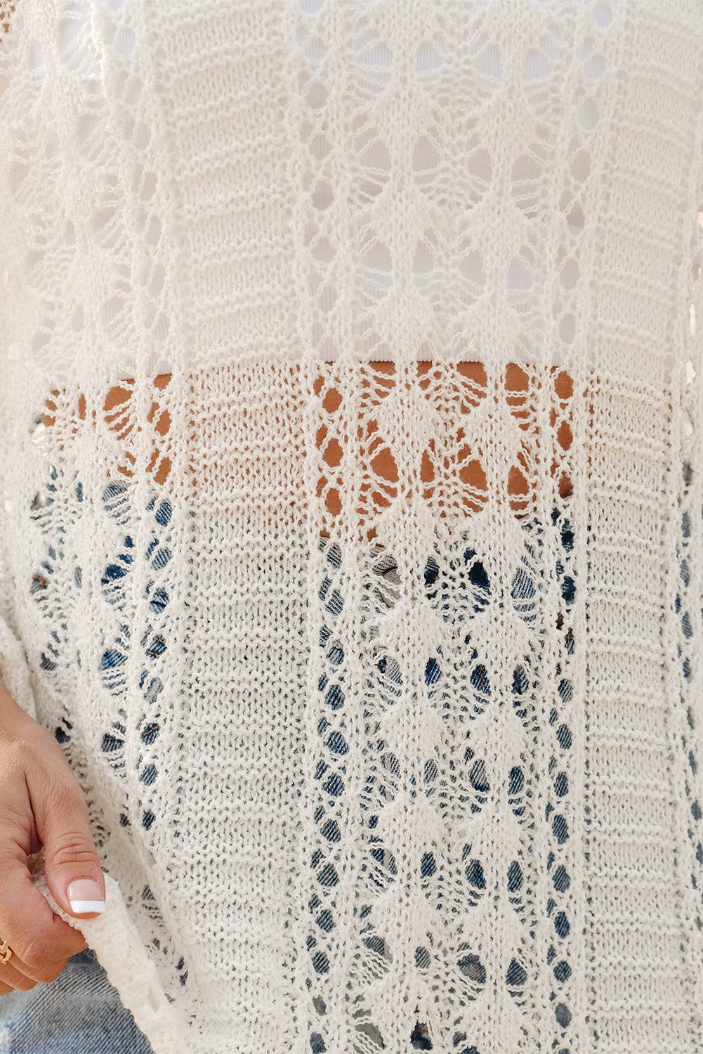 Alayna Hollow Out Knit Drop Shoulder Sweater