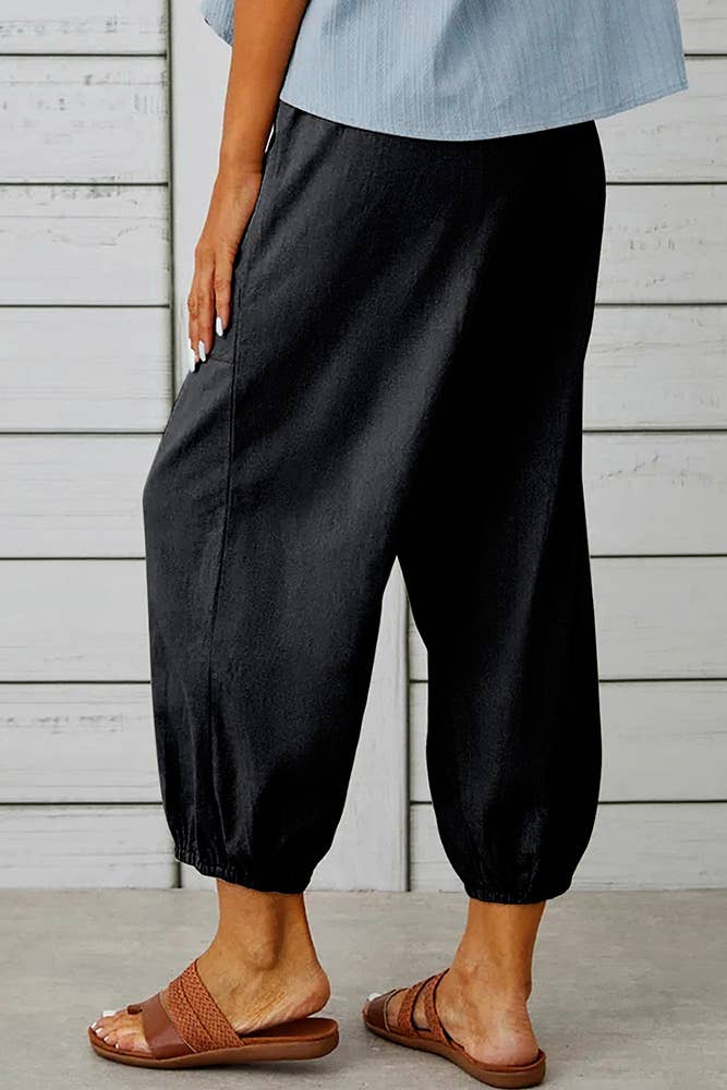 Harper Button Hem Jogger - Black
