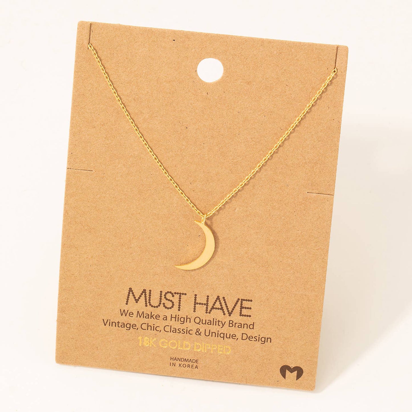 Moon Crescent Pendant Necklace: G