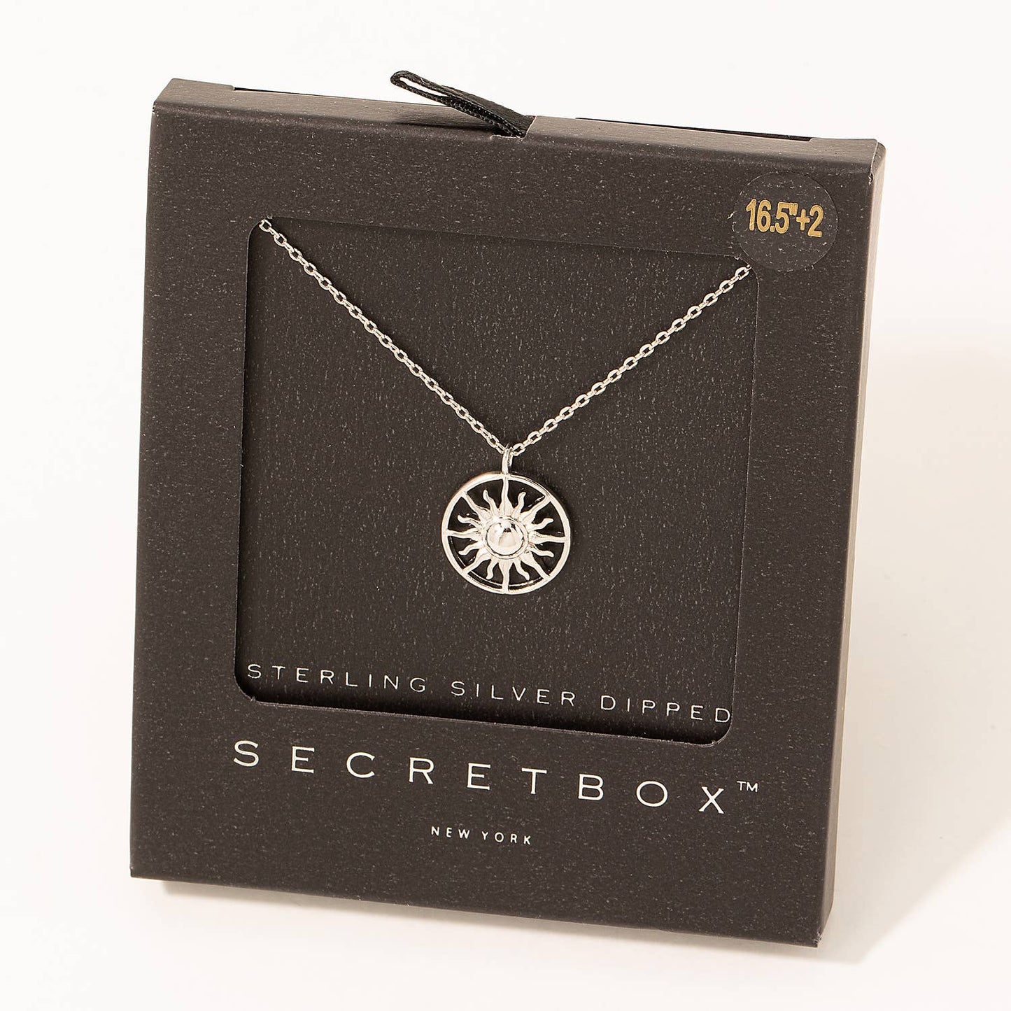 Secret Box Gold Dipped Circle Sun Pendant Necklace: GD
