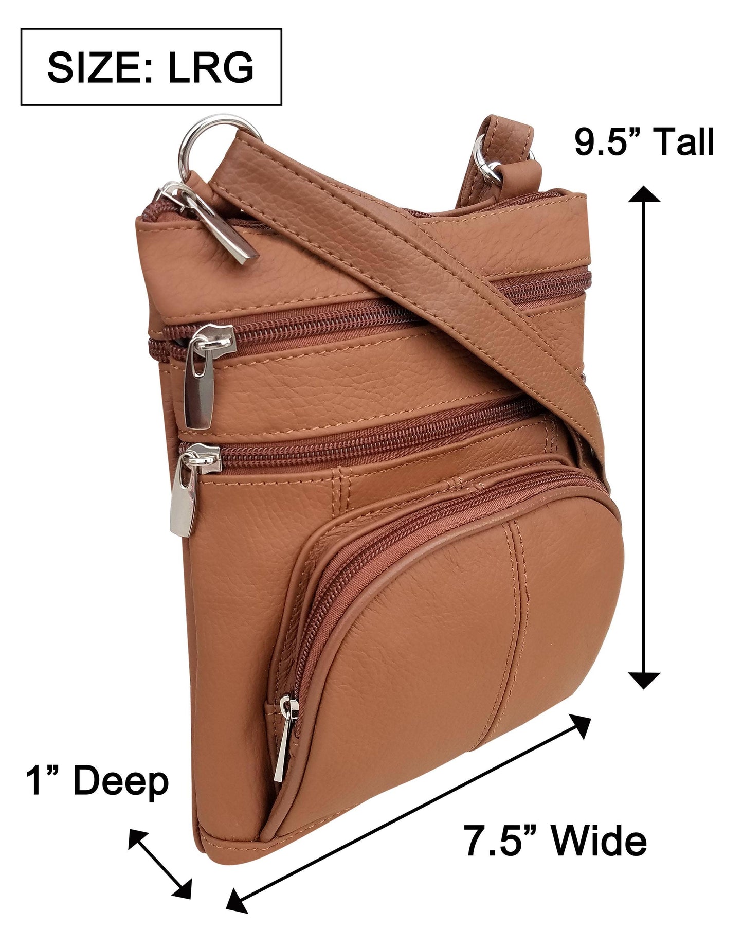 Cowhide Leather Crossbody With Phone Pocket: Brown