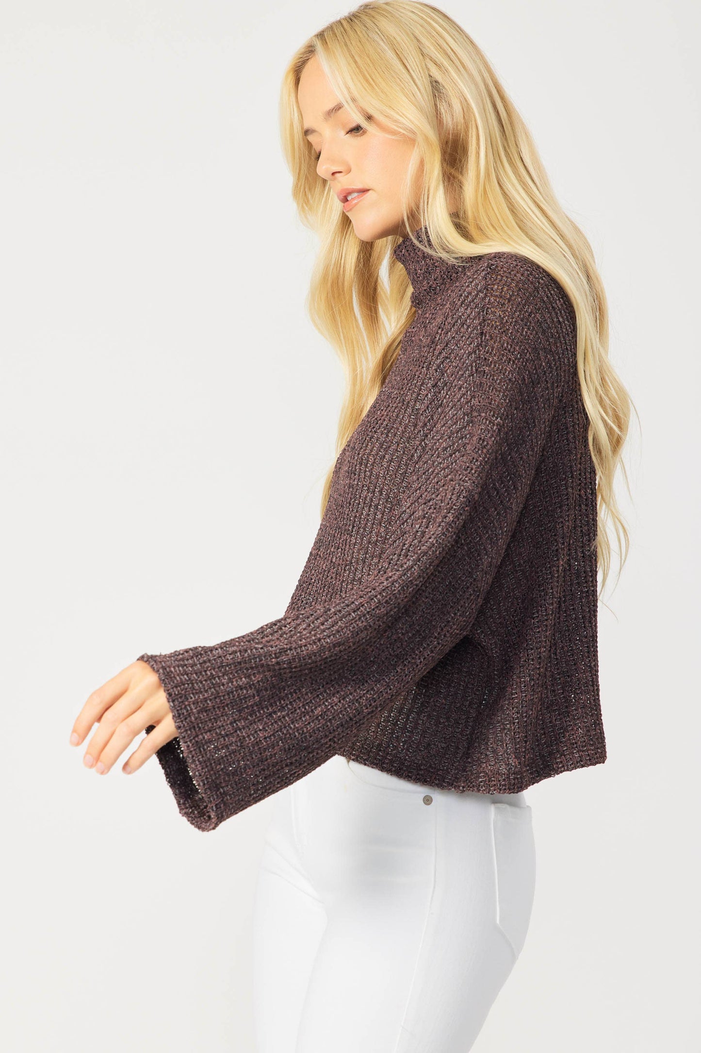 Whitney Turtleneck Soft Knit Top - Deep Purple