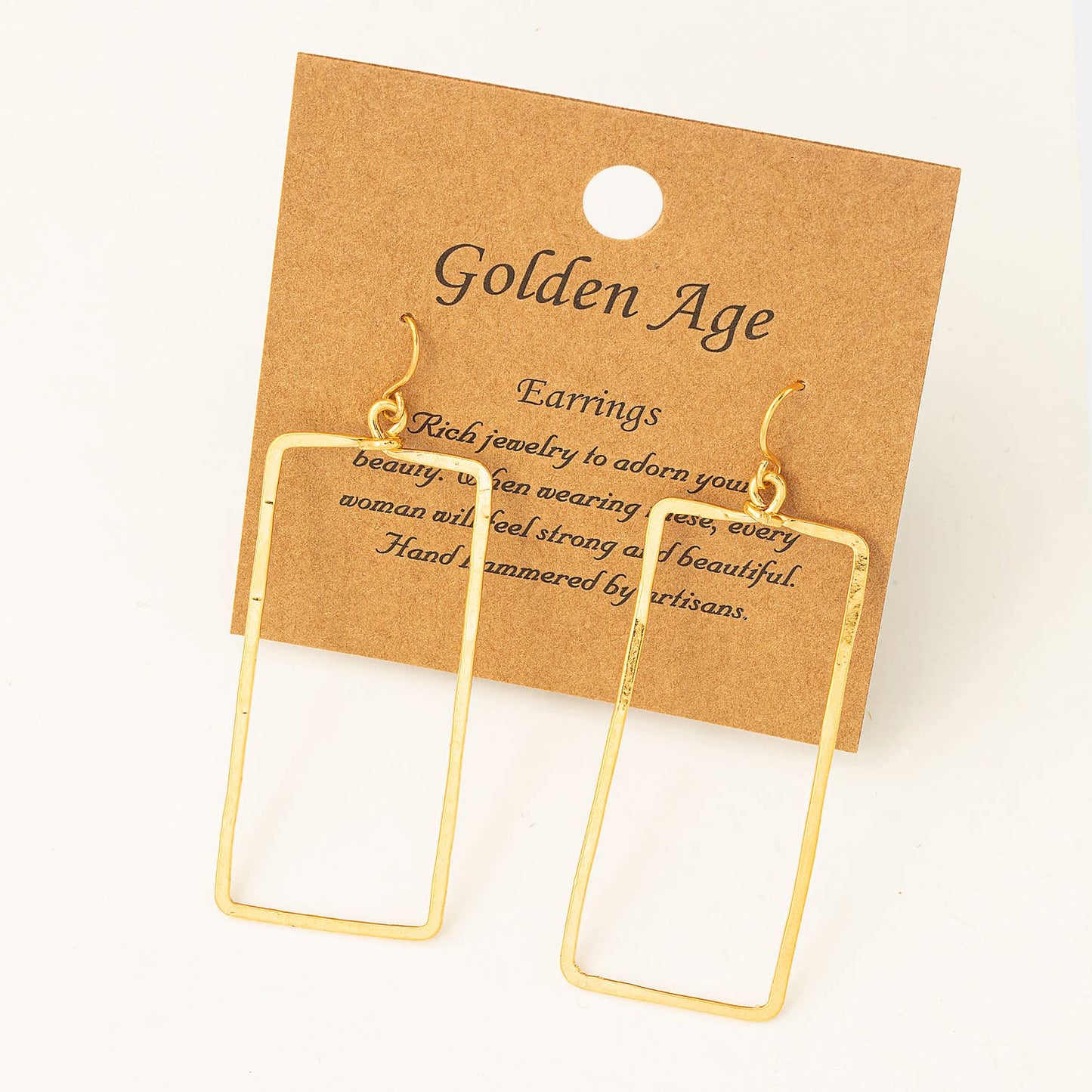 Thin Rectangle Drop Hook Earrings: GOLD