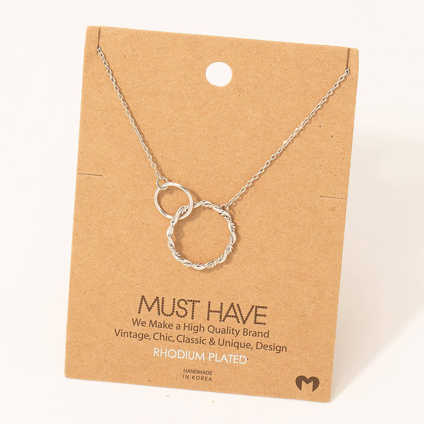 Double Circle Chain Link Charm Necklace: G