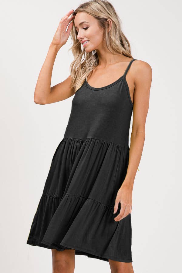 Bailey Black Casual Tiered Dress