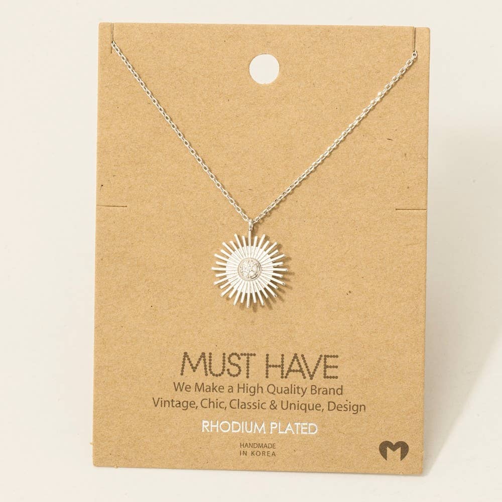 Circle Sun Shine Ray Pendant Necklace: G