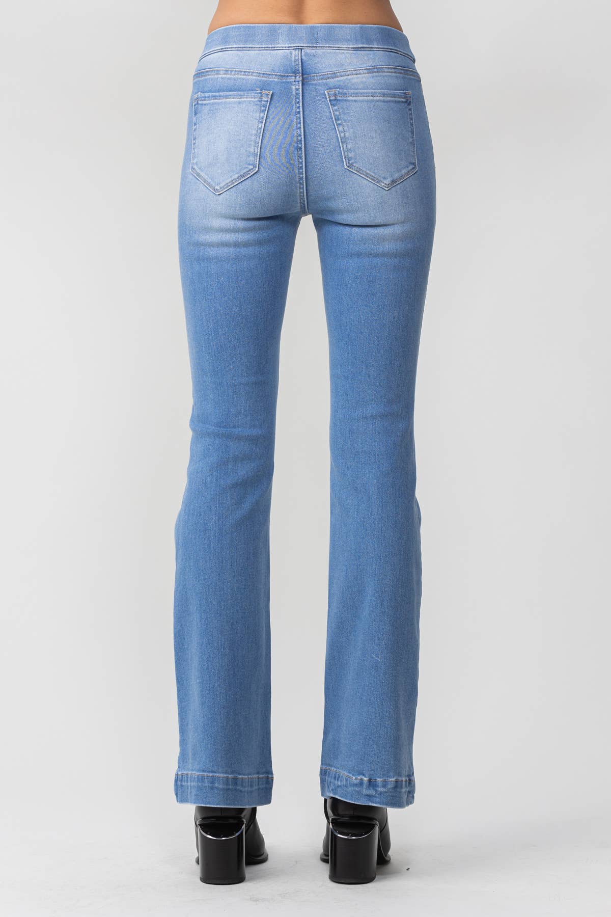 Jelly Brand Mid Rise Pull On Flare: Light Denim