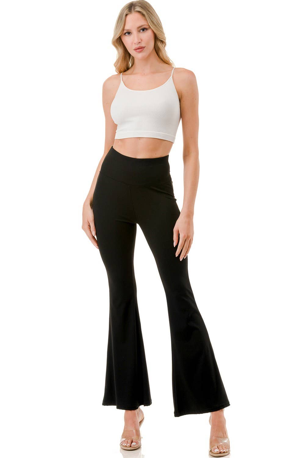 Wide Waist Black Yoga Flare Pants