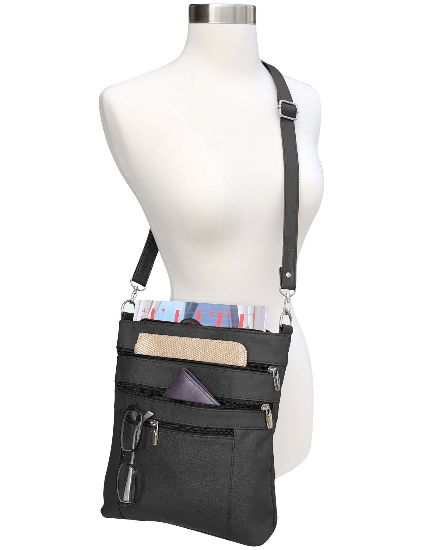 Genuine Cowhide Leather Crossbody: Brown