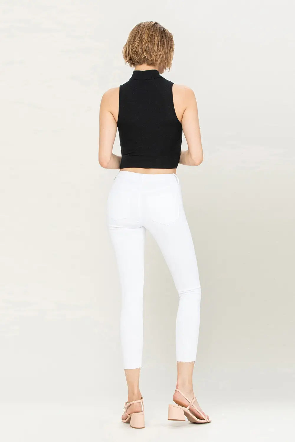 Vervet Brand Mid Rise Raw Hem Cropped Skinny Jeans - White