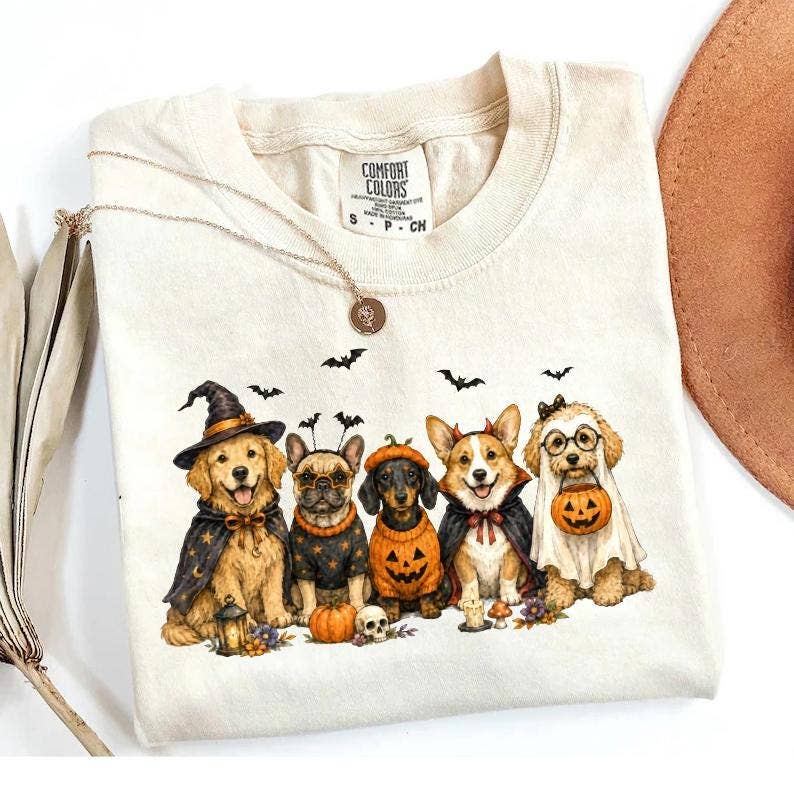 Comfort Colors Halloween Dogs Shirt, Spooky Dog Tee: Ivory / 2XL