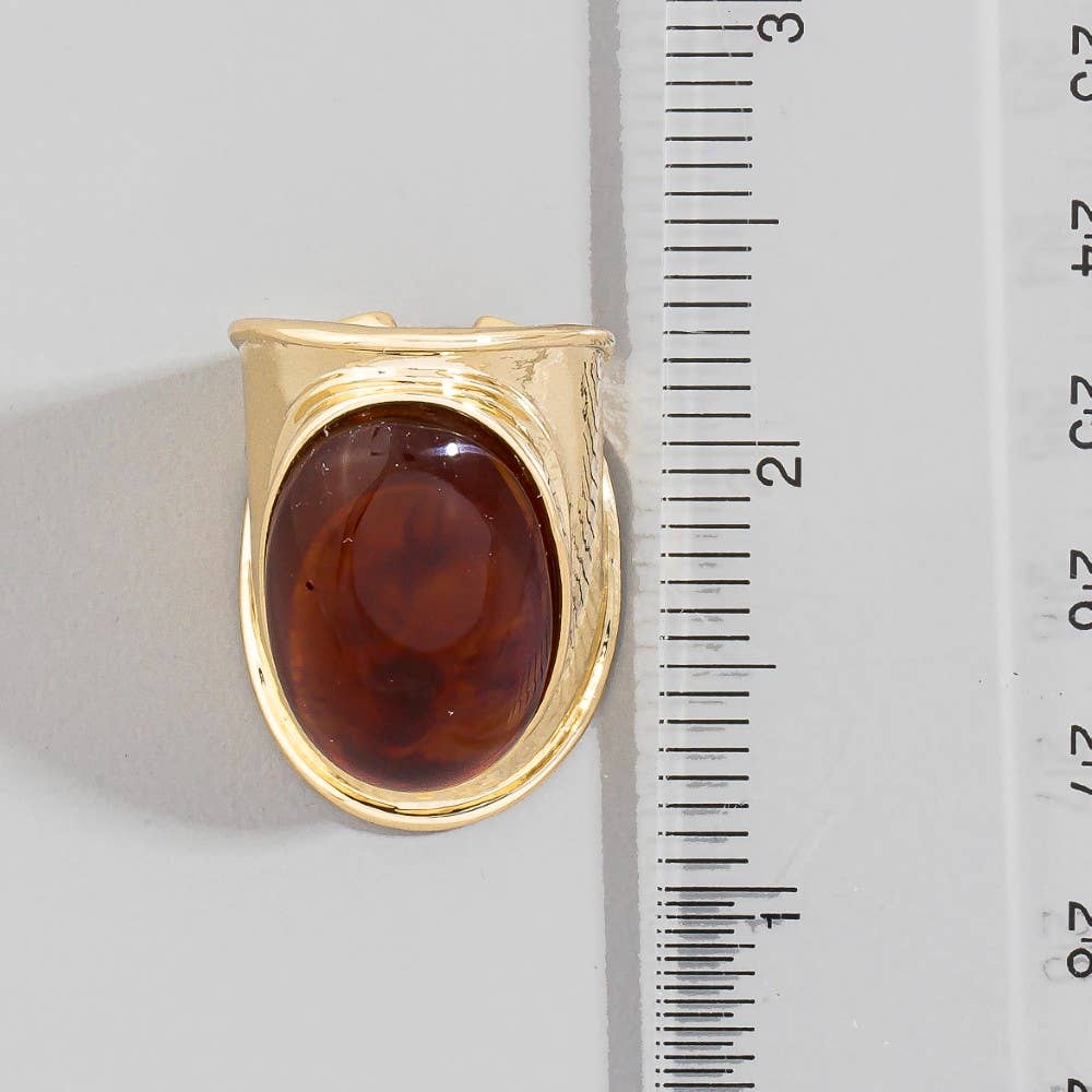 Vintage Oval Resin Style Open Band Ring: GDBRW