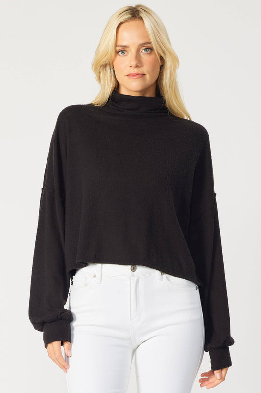 Bree Brushed Knit Cashmere Soft Pullover - Black