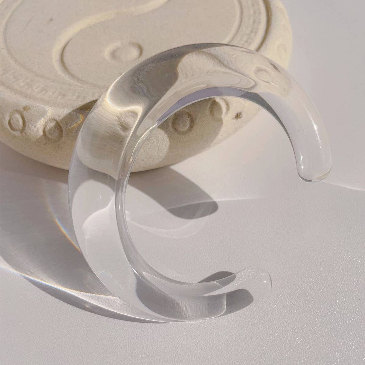 Thin Open Cuff Acrylic Bracelet for Petite Women_CWMM3095: White / (OS) 1