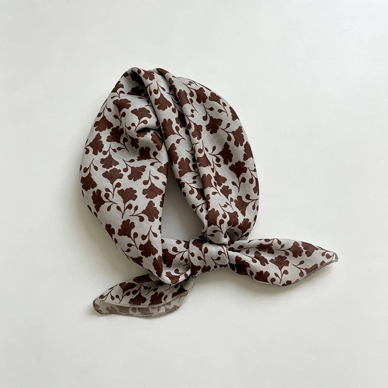 Coffee Floral Print Bandana: Style1 / OS