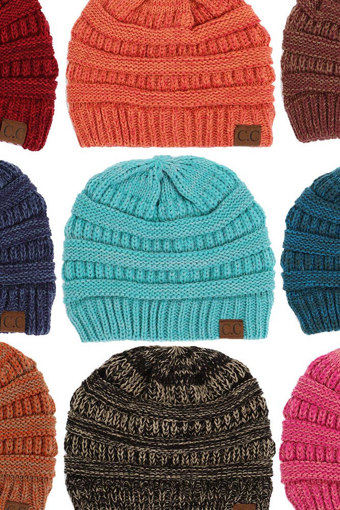 C.C Two Tone Color Knit Beanie: 005