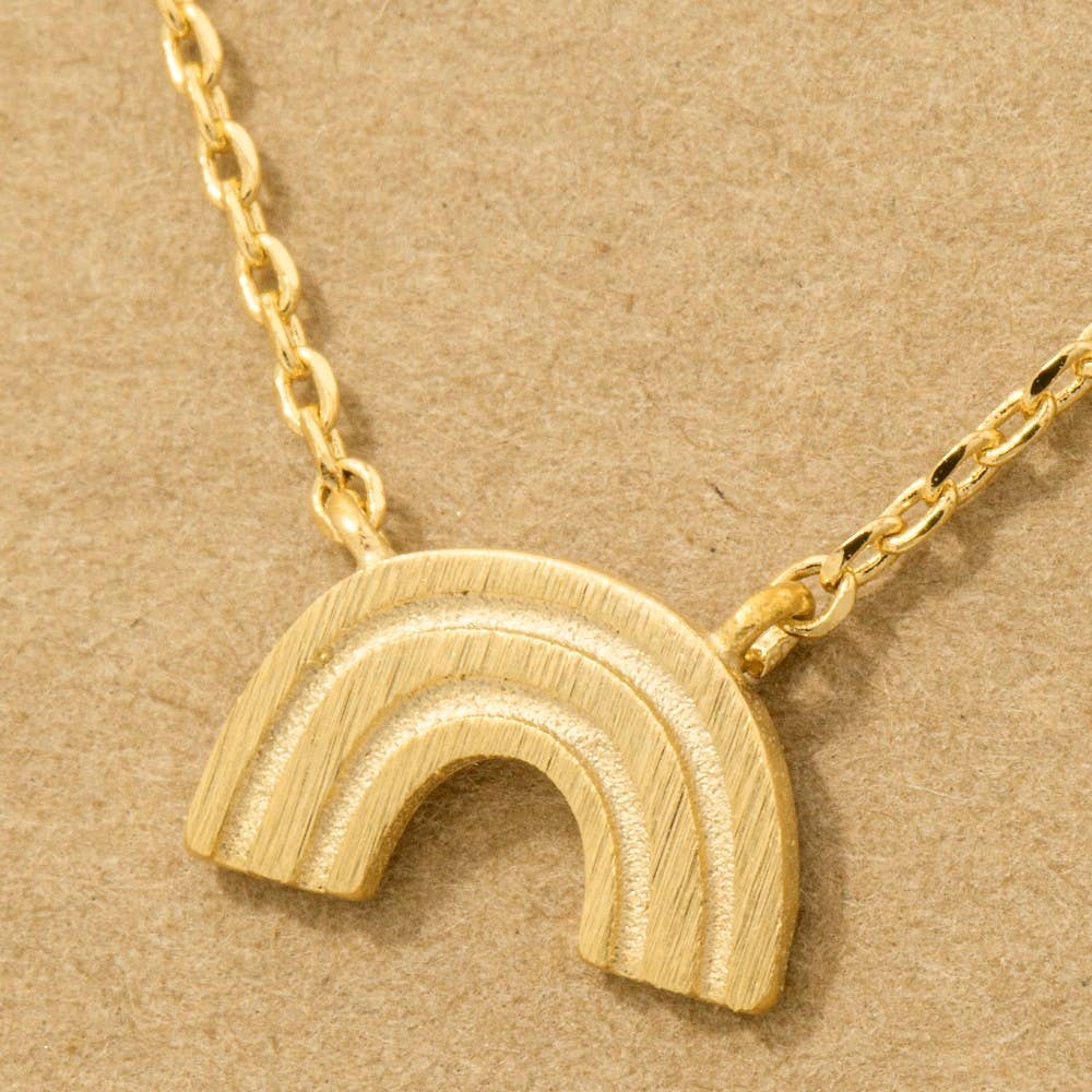 Gold Dipped Mini Metallic Rainbow Pendant Necklace: G